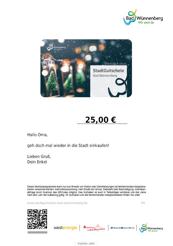 Gutschein zum Download (Weihnachtsmotiv)